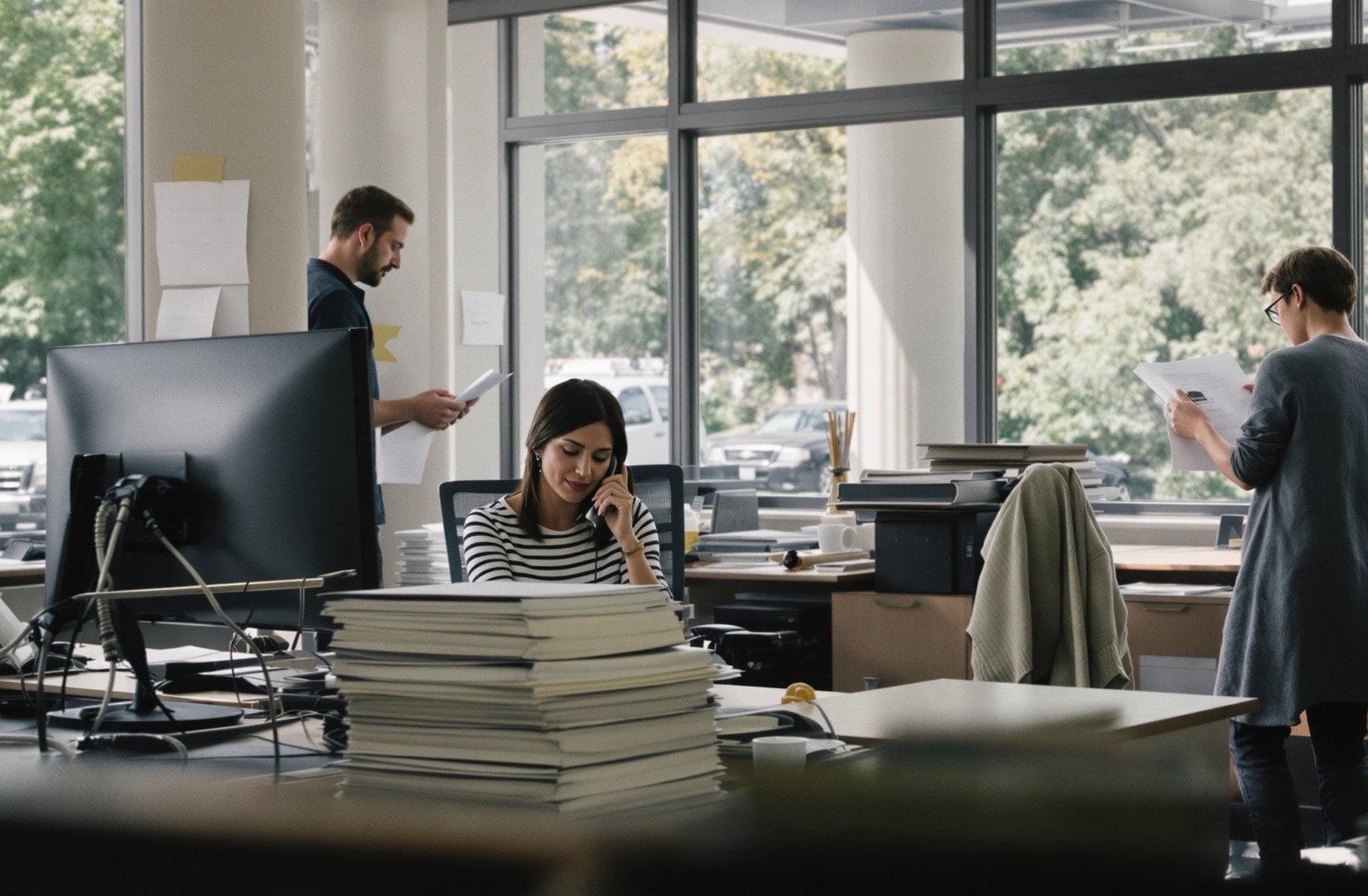 Agents working in a brokerage office